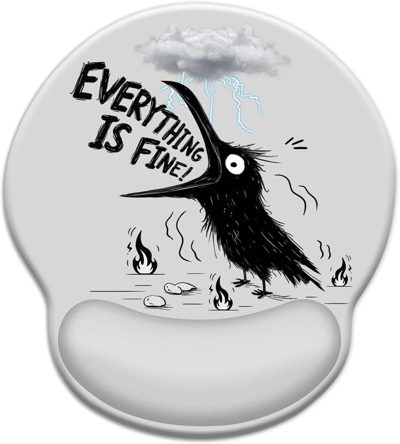 Blusabaca Mouse Pad with Wrist Rest, Funny Crow Ergonomic Mouse Pads Wrist Support for Desk, Goth Gaming Mousepad for Wireless Mouse Laptop Computer Work Home Desk Accessories Office Supplies Desktop Decor - Image 1